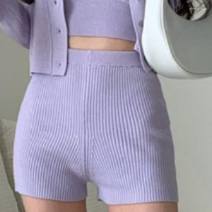 Pantaloncini da donna Stile coreano Casual lavorato a maglia a vita alta Comodi abiti da casa Abbigliamento da donna sexy da boxer elastico