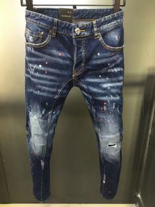 Nya män jeans hål ljusblå mörkgrå Italien varumärke man långa byxor byxor streetwear denim mager smal rak cyklist jean för d2 toppkvalitet 28-38 storlek a222