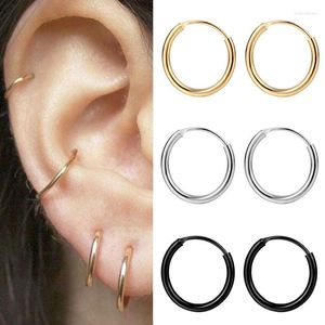 Backs Earrings 1Pair Punk Simple Circle Small Hoop For Women Girl Hip-hop Gold Color Geometric Round Earring 2023 Jewelry