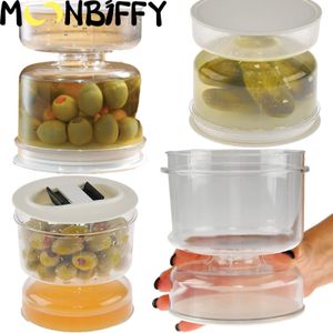 Food Savers Storage Containers Hourglass Jar Pickle Can Dry And Wet Separate Food Storage Kitchen Supplies Fermentation Kit Juice Separator Container 230424