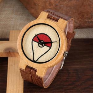 Wristwatches Minimalist Wooden Watch For Men Special Pattern Bamboo Watches Women Leather Strap Natural Teenager