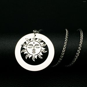 Naszyjniki wiszące osobowość Kobiety Choker ze stali nierdzewnej Słońce Słońce Niezależne gotyckie słońce i księżyc biżuteria mody prezenty YP8819