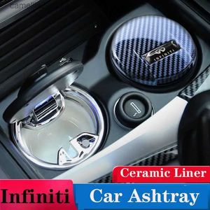 Bil Ashtrays biltillbehör LED Lätt bekväm förvaringsskräpflamma retardant Ashtray för Infiniti FX35 Q50 G35 G37 G20 QX56 QX50 QX80 Q231125