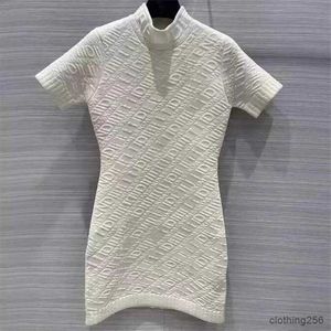 Casual Dresses designer Women Embossed 3D Relief Letter High Qualiy Ladies Dress Two Pieces Knit Tank Top Skirt