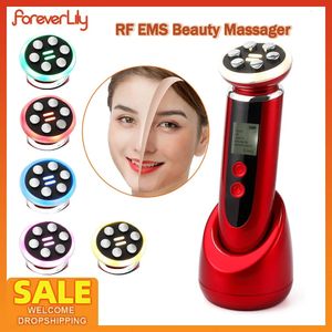 Dispositivi per la cura del viso Micro corrente EMS Lifting Pelle rassodante Dispositivo di bellezza Home SPA RF Macchina antietà LED P sul ringiovanimento Pori Cleaner 231123