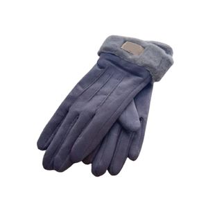 Designer fem fingrar handskar män kvinnor kort fleece förtjockad handskar vintage trendiga fasta enkla skyddshandskar ug01
