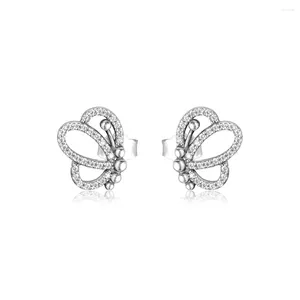 Stud Earrings Butterfly Outlines Earring Studs 925 Sterling Silver Jewelry For Woman Make Up Fashion Female Party
