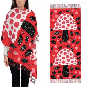 Шарфы, женский шарф с кисточками, стиль Yayoi Kusama, точечный гриб, современное искусство, большая зимне-осенняя шаль и накидка, подарки, кашемир