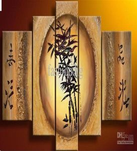 Bamboo Feng Shui Oil Painting Canvas Fortune Decoration Home Office Wall Art Decor Gifter Gift Handmade New321U5498576