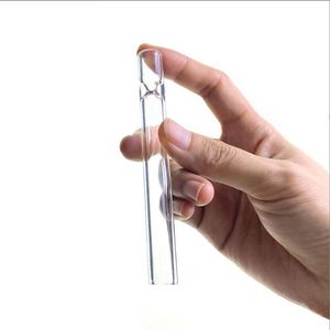 ACOOK 100mm Glass One Hitter Pipe Smoking Pipes 4 Inch Steamroller Piece Filter Tips Taster Clear Cigarette Holder