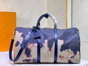 Мужская сумка высшего качества 50 см, дизайнерская спортивная сумка Мужская и женская модная дорожная сумка, классическая сумка большой вместимости Классическая холщовая кожаная дорожная сумка с принтом и покрытием