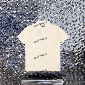 Xinxinbuy Men designer tee t shirt 23SS Paris Jacquard Letter tyg kort ärm bomullskvinnor svart brun blå khaki s-2xl