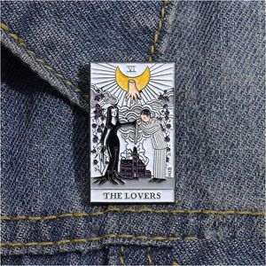 Pins, Brooches The Lover Tarot Card Shaped Enamel Brooch Pins Set Aesthetic Cute Lapel Badges Cool For Backpacks Hat Bag Collar Diy Fa Dhih3