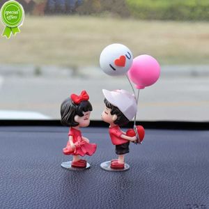 Anime Couples for Car Ornament Model Cute Kiss Balloon Figure Auto Interior Decoration Pink Dashboard Figurine Accessories Gifts