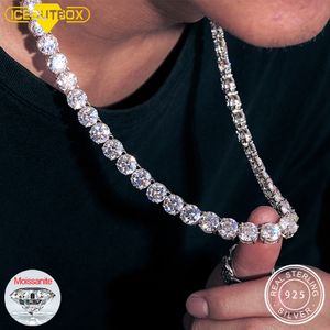 Strands Strings 10mm funkelnde Tenniskette Halskette 100% 925 Sterling Silber Pass Diamond Test Fine Jewelry Chains Men Hip Hop Box 230424