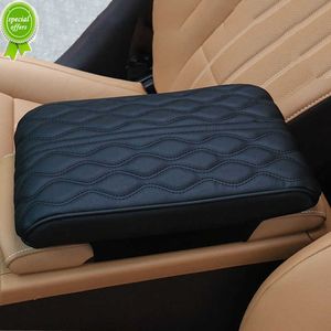 Wave Embroidery PU Leather Car Armrest Mat Center Console Arm Rest Protection Cushion Auto Armrests Storage Box Cover Pad