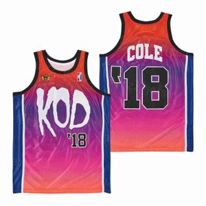 Film basketbol 18 J Cole Kod Jersey Film Albümü Müzik Hiphop Lisesi Üniversitesi Spor Hayranları İçin Yaz Vintage Takımı Kırmızı Gömlek Nefes Alabilir Dikişli Külot Top