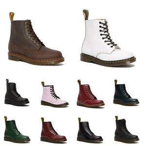 En Kaliteli Tasarımcı Botlar Doc Martins Airwair Platform Ayakkabı Martin Boot Yüksek Doc Martens Kadınlar Pembe Jadon Pürüzsüz Deri Nappa Klasik Öngen Düşük Düz Ayakkabı