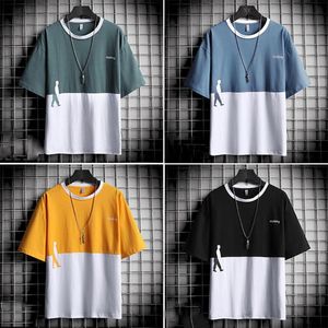 Men's T Shirts Men Short Sleeve O-Neck T-Shirt Color Block Silhouette Print Casual Loose Tops P9JA