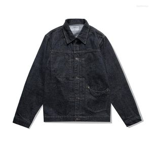 Men's Jackets Men's Denim Jacket 15OZ Patchwork Single Pocket Buckleback Western Cowboy Original Designer Clothes