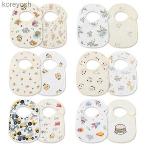 Bibs Burp Cloths 2pcs/set Summer Waterproof Baby Bibs New Cute Cotton Infant Bib Newborn Burp Cloths for Kids Boy Girl Soft Feeding Saliva TowelL231125