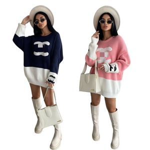 Cardigan di marca da donna maglione lavorato a maglia allentato casual mini mini abito rosa blu giacca calda da donna nave gratuita