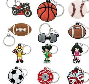 Keychains PCS PVC Keychain Sports Series Basketball Football Rugby Soccer Keyring Custom Key Chain Wedding Souvenir Car Accessories