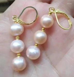 Dangle Earrings >>>>noble Jewelry Pictures Real Pos Pink Pearl 14K/20 YELLOW GOLD Hook