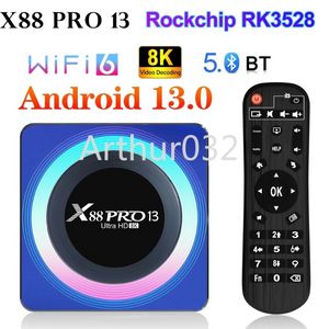 X88 PRO 13 Android 13.0 스마트 TV 박스 2.4G/5G WIFI6 4GB 32GB 64G 8K HD 미디어 플레이어 BT5.0 RK3528 H.265 STET 상단 상자