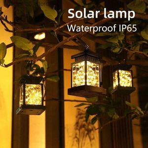 Lawn Lamps Solar Lantern Light Outdoor LED Waterproof Portable Garden Hanging Light Power Solar Atmosphere Lamp Home Yard Festival Decor Q231125