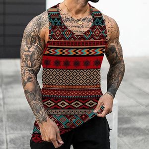 Erkek Tank Tops Vintage Western Geometrik 3D Baskılı Etnik Erkek/ Kadınlar Günlük Moda Kampanyası Yelek Yaz Büyük Boyu Giyim Erkekleri