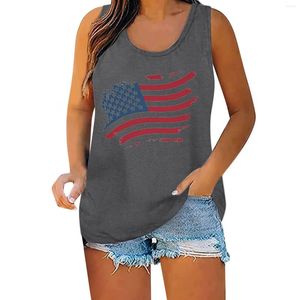 Frauen Tanks 4. Juli Hemd Frauen ärmelloses T -Shirt Sommer Casual Top Tee Holiday Tops Vintage Tees Independence Day bedruckter Panzer Grau Grau