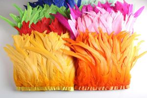 Whole 10 Yards 1012 inch Width Rooster Tail Feather Trim Coque Feather Trimming For Crafts Dress Skirt Costumes Plumes3135359