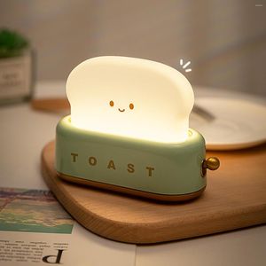 Night Lights Creative LED Bread Maker USB Charging Lamp Bedroom Children Timing Sleeping Lamps Warm Light Bedside