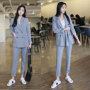 Women's Two Piece Pants Women's Suit Jacket 2023 Official Uniform Design Business Striped Maximum Size 3XL Work