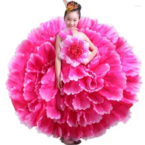 Stage Use Chinese Flower Dance Costumes for Girls Festival Year Dress Kidergarten Performance