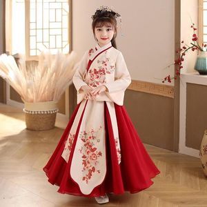 Bühnenabnutzung Kinder niedliche Stickerei alte Hanfu chinesische schöne traditionelle Prinzessin Kleid Kinder führen Kostüme Mädchen Tang-Anzug durch