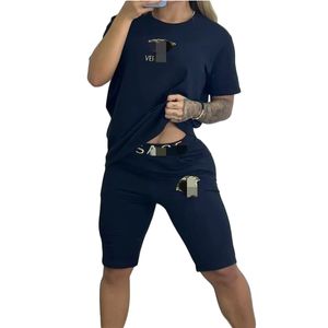 2023 Summer Black Two Piece Pants Women Casual T-shirt e Bottoms Set Daily Outfits Tuta Spedizione gratuita