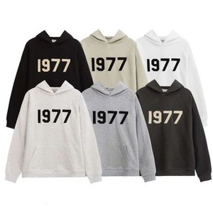 Herren Sweatshirts Designer Hoodie FOGs Double Thread Essen Staffel 8 Loose 1977 Flocked Hooded Sweater Männer Frauen American High Street Thin