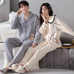 Moda de sono feminina casal de pijama ternos para mulheres e homens mangas longas conjuntos de roupas caseiras casuais machos pijamas grandes roupas de tamanho grande