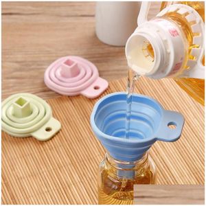 Other Kitchen Tools High Quality Square Protable Mini Sile Gel Foldable Style Funnel Hopper Cooking Accessories Gadget Wholesale Lx1 Dhv42