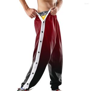 Herrbyxor avslappnade män byxor gradient färg tryck sida knäppt delad lång pant streetwear 2023 vår sommar mode män jogga