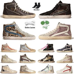 High Top Goldenss Mid Slide Sneakers Sapato Casual Good Dupe Do Old Dirty Shoes Mens Womens Goosess Novo Designer Sneakers Itália Marca Branco Couro Star Flash Shoe