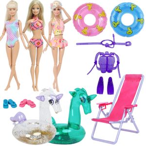 Doll Accessories Cute Swimwear Lifebuoy Swimming Rings Swimsuits Bikini Slipper Chair Beach Bathing Clothes for Toy 230424