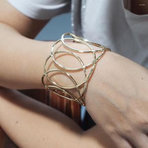 Bangle Punk Alloy Statement Cuff Bangles Maxi Women Jewelry Geometric Metal Big Bracelet Accessories Gift