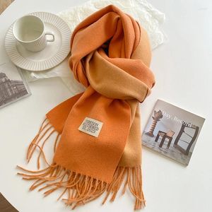 Scarves Thick Warm Winter Scarf Design Solid Color Women Cashmere Pashmina Shawl Lady Wrap Tassel Knitted Men Foulard Blanket
