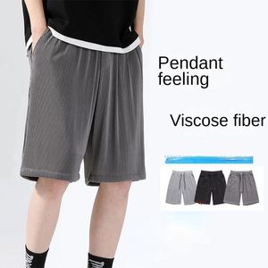 Mäns shorts 200 Summer Silk Men's Pendant Lose Straight Men's Shorts Thin Sports Pants Casual Wide Leg Pants 230425