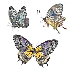 Wall Stickers Three Ratels QCF28 Hand Painted Colorful Butterfly Refrigerator Toilet Laptop Wardrobe Door Decoration Decal