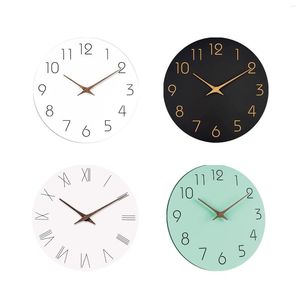 Wall Clocks Round Decorative Clock Quiet Hanging Decoration Battery Operated Simple For Living Room Bedroom Home Bathroom