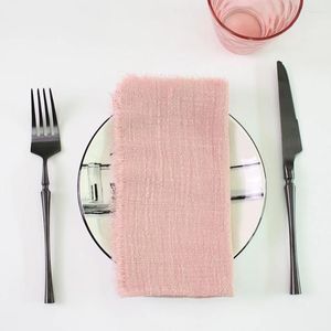 Table Napkin 20pcs Gauze Handmade Cloth Napkins Reusable Fringe Soft Cotton Placemat For Weddings Dinner Party Easter Ramadan Decoration